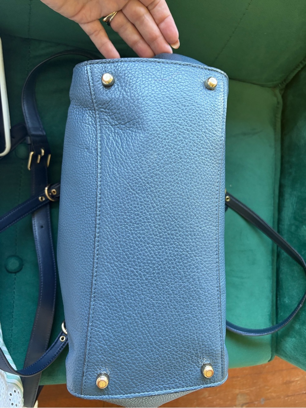Coach Kleo Carry All Blue Leather Shoulder Bag - Picture 4 of 16